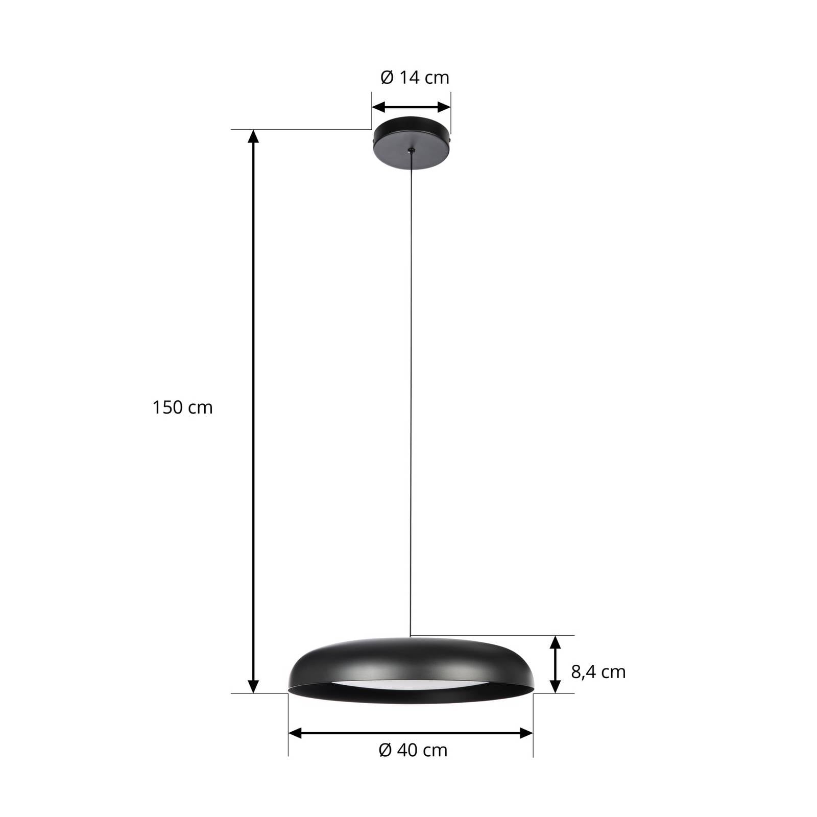 Żyrandol LED Lindby Florie, czarna, metalowa, Ø 40 cm