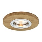 Sirion recessed spotlight, round, Ø 10 cm, oak wood, GU10