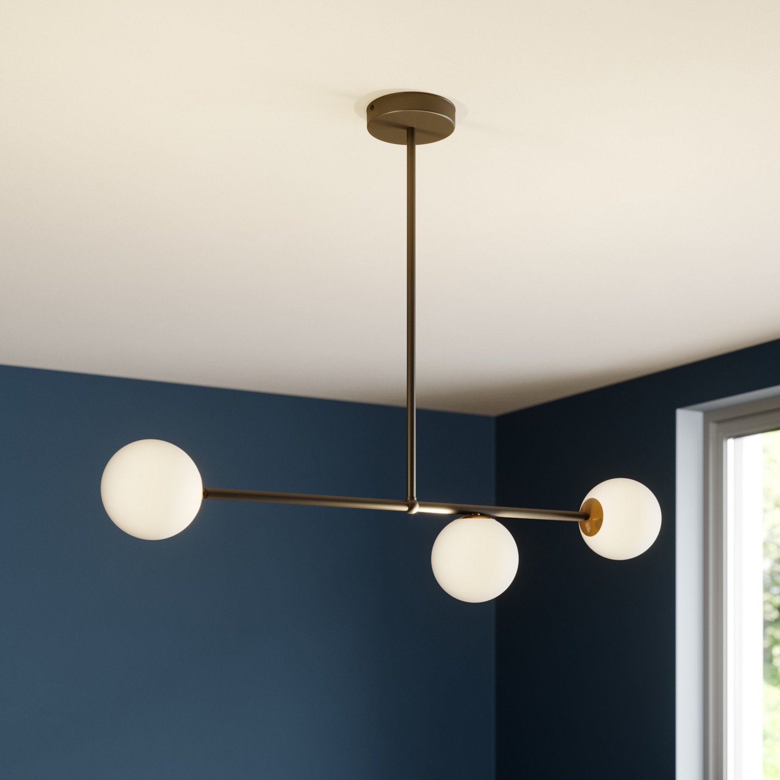 SIGMA Lampă suspendată Gama 3 3 becuri negru - Camera de zi / sufragerie - Modern - negru alb - Metal