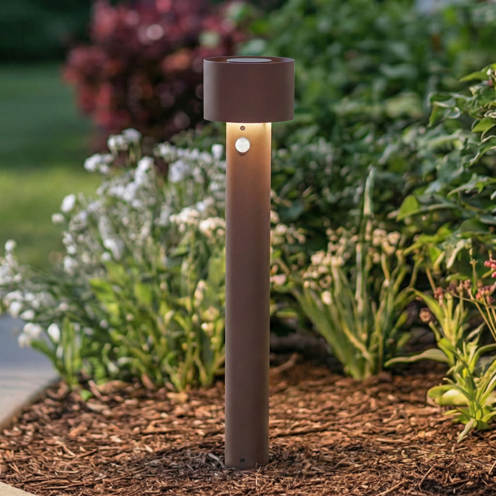 Milten LED-gadelampe, sensor, rustfarvet, IP65, højde 65 cm Arcchio - Terrasse - Moderne - Aluminium - Med én lyskilde