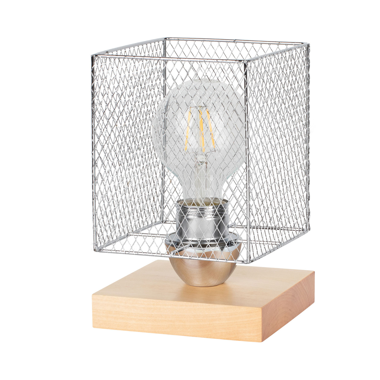 Spot-Light Norman Wood table lamp, one-bulb, birch, for Living / Dining Room, wood, metal, E27, 25 W, energy efficiency: A++, L: 13.5 cm, W: 13.5 cm, H: 21 cm