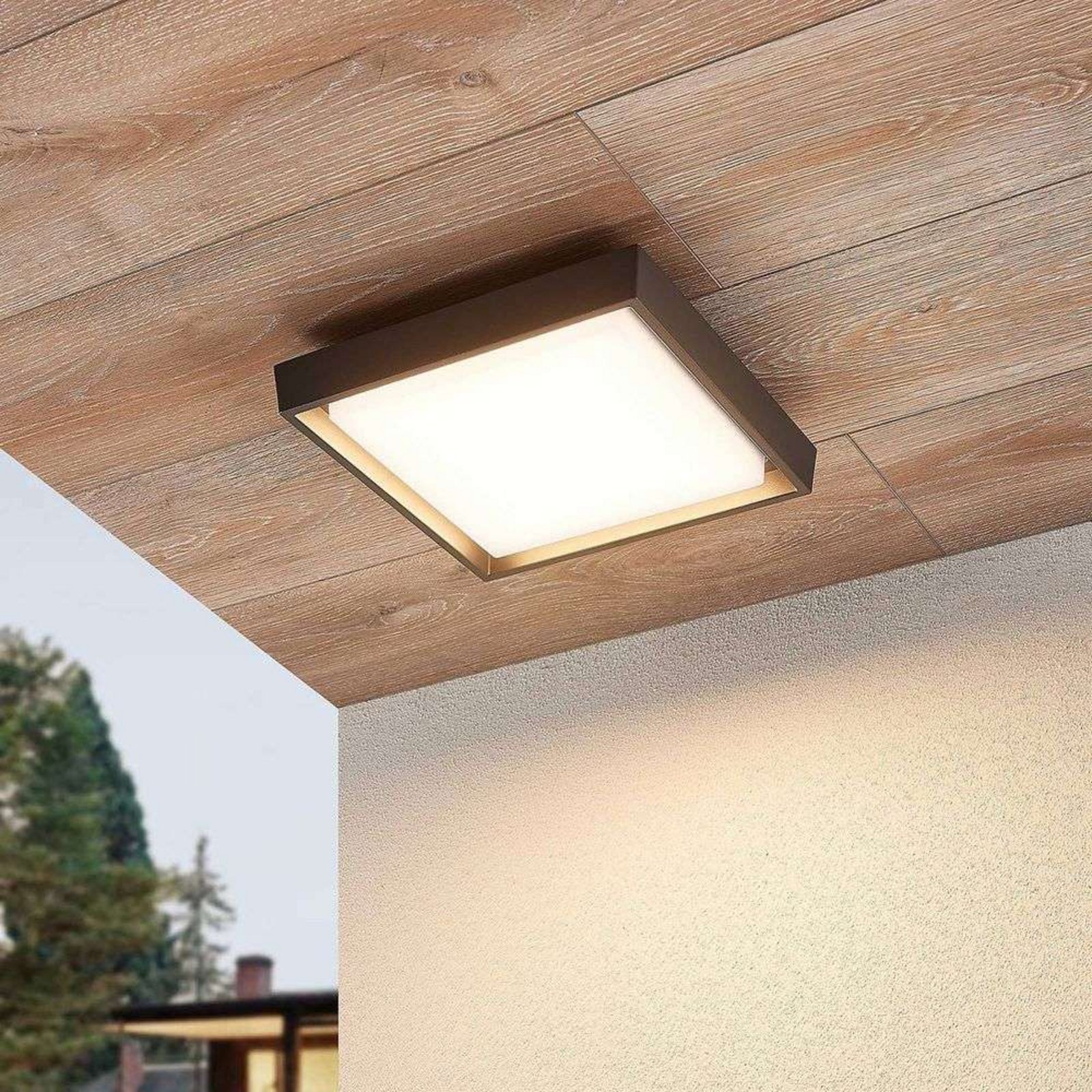 Birta LED Square Plafonieră de Exterior 27x27 Dark Grey - Lucande