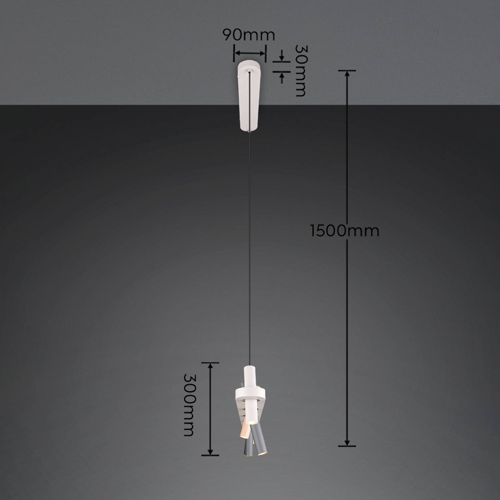 Trio Lighting Hanglamp Terloa, veelkleurig, lengte 115 cm, metaal, 7-lamps.