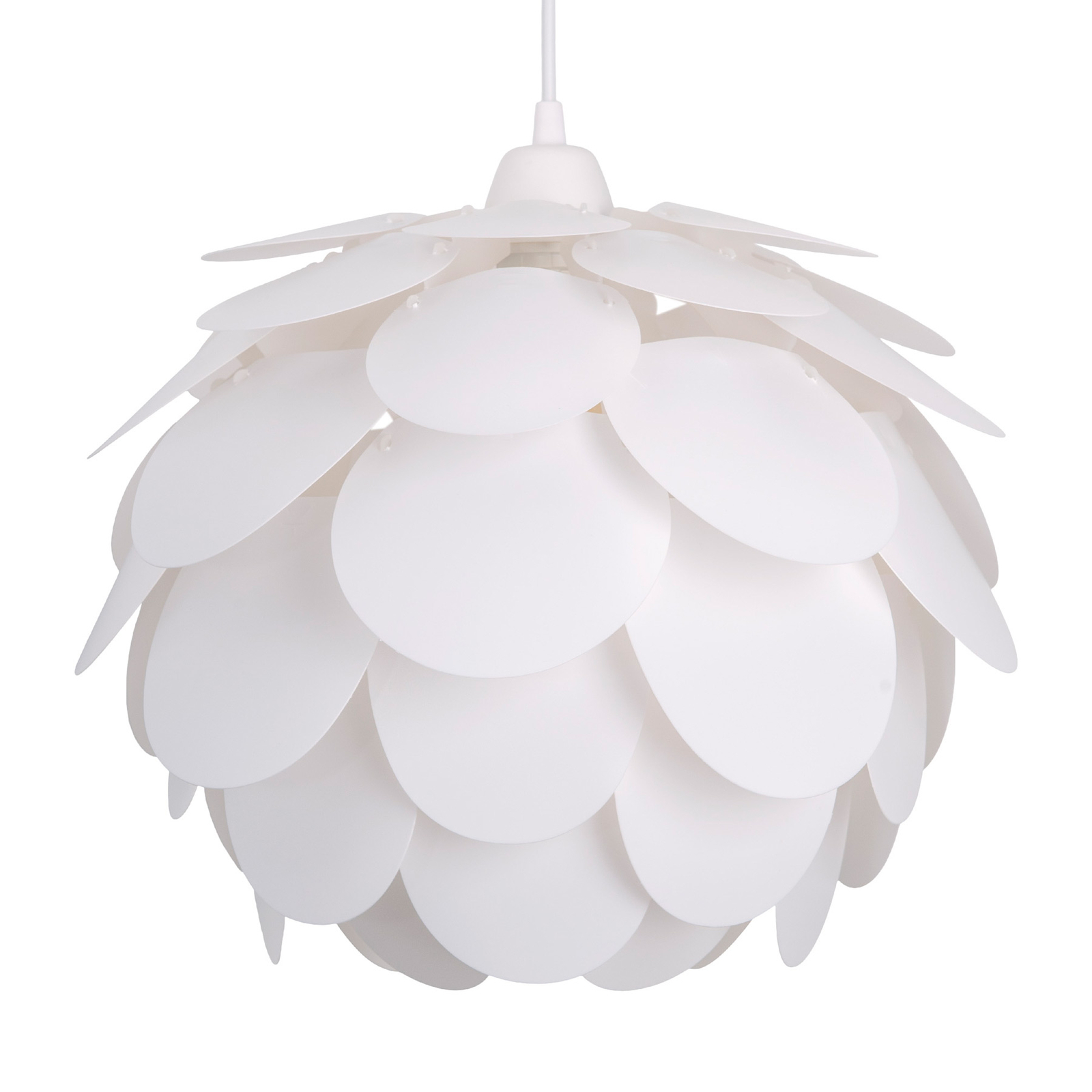 Závesná lampa Fora v tvare kvetiny, biela