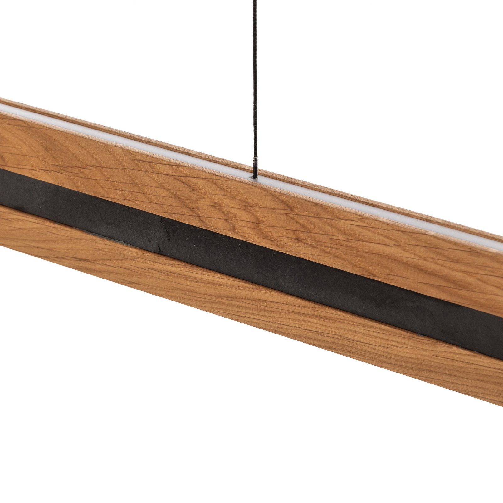 Quitani Elis LED hanging light oak/black 148 cm