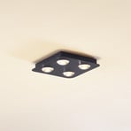 Lampa sufitowa Lindby Jyla, czarna matowa, 25 x 25 cm, 4-punktowa.