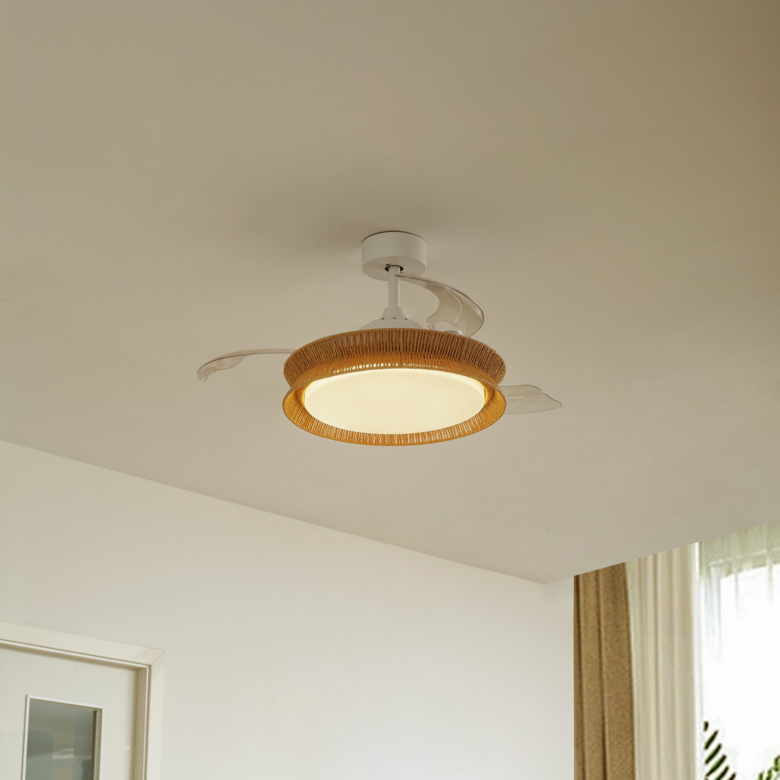 Lineta LED Kattotuuletin Valkoinen/Ruskea - Lucande