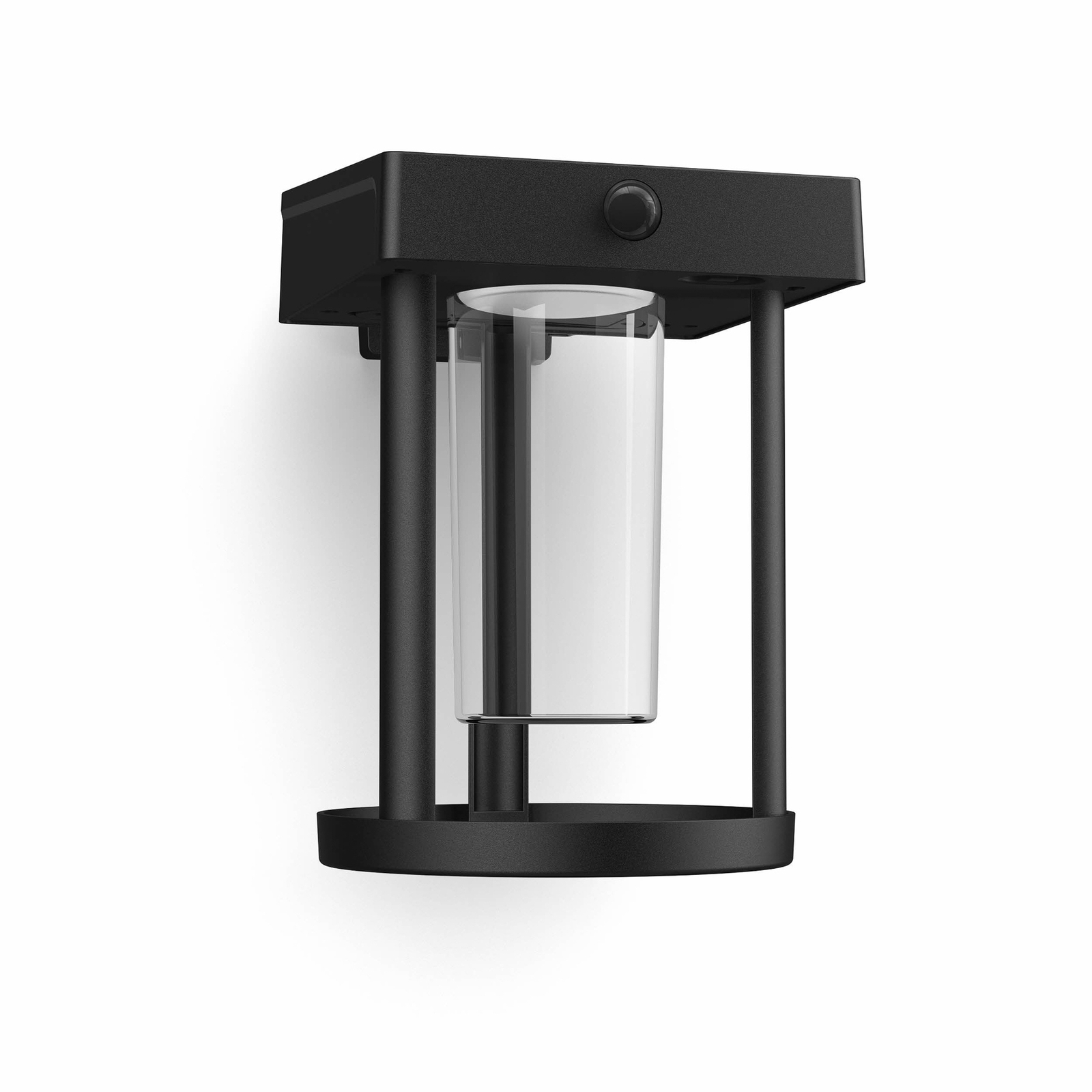 Philips LED-Solar-Wandlampe Camill, schwarz/klar, Ø 14 cm