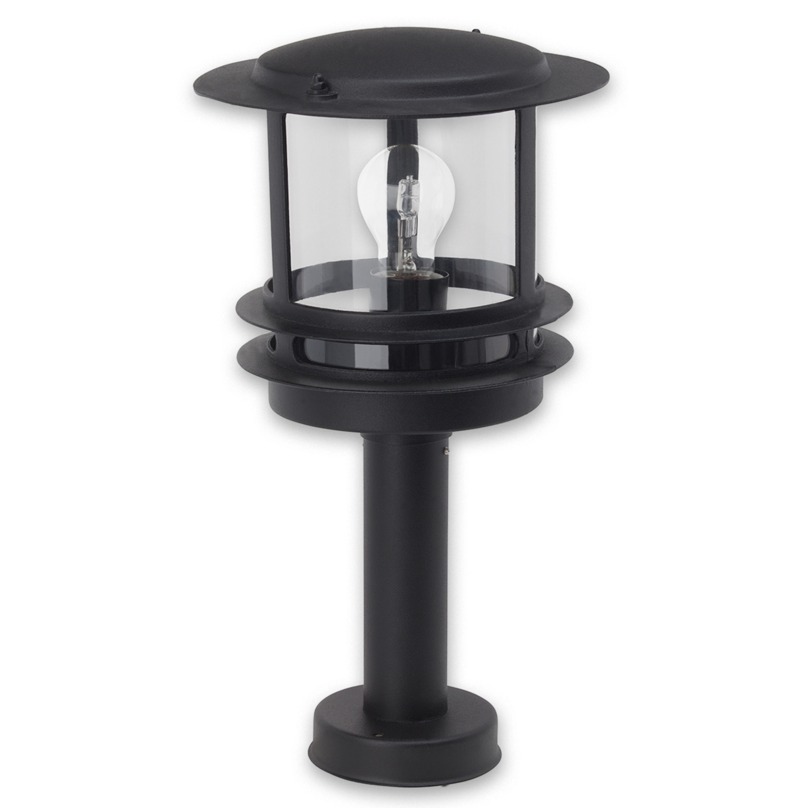 Brilliant Fascinating pillar light Hollywood black, die-cast aluminium, plastic, E27, 53 W, energy efficiency: A++, H: 36 cm