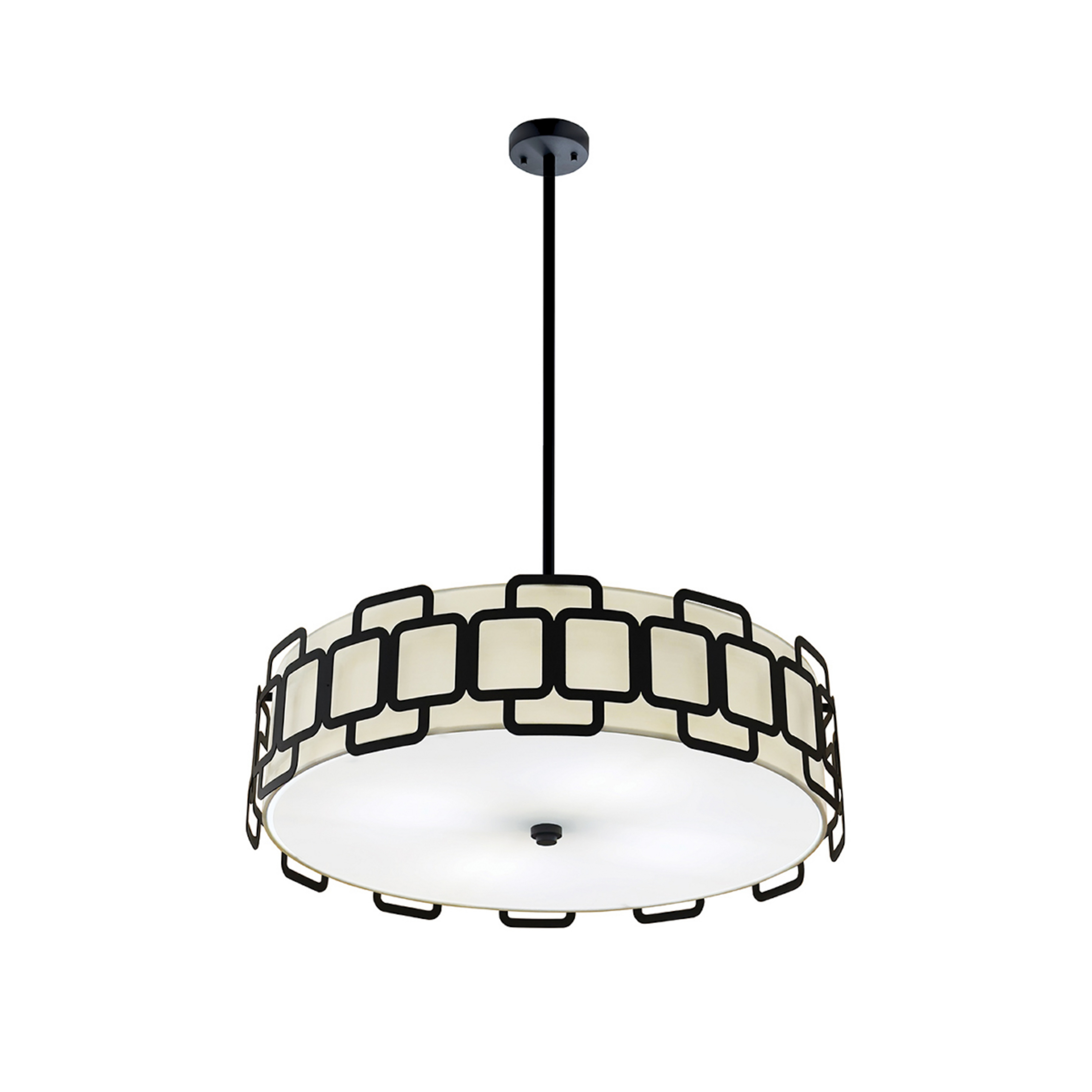 Sabina hengelampe, svart, Ø 57 cm, metall/tekstil – HINKLEY