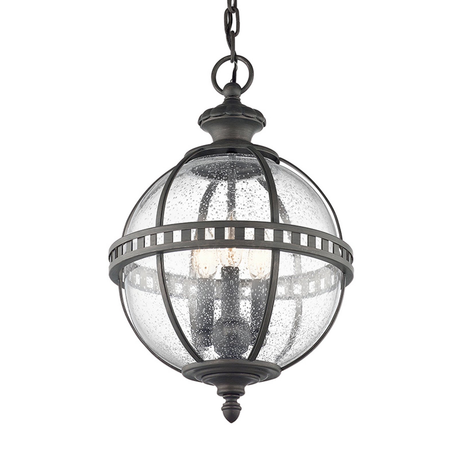 KICHLER Lampă suspendată de exterior Halleron în stil victorian - Antichitate - gri transparent - Sticlă