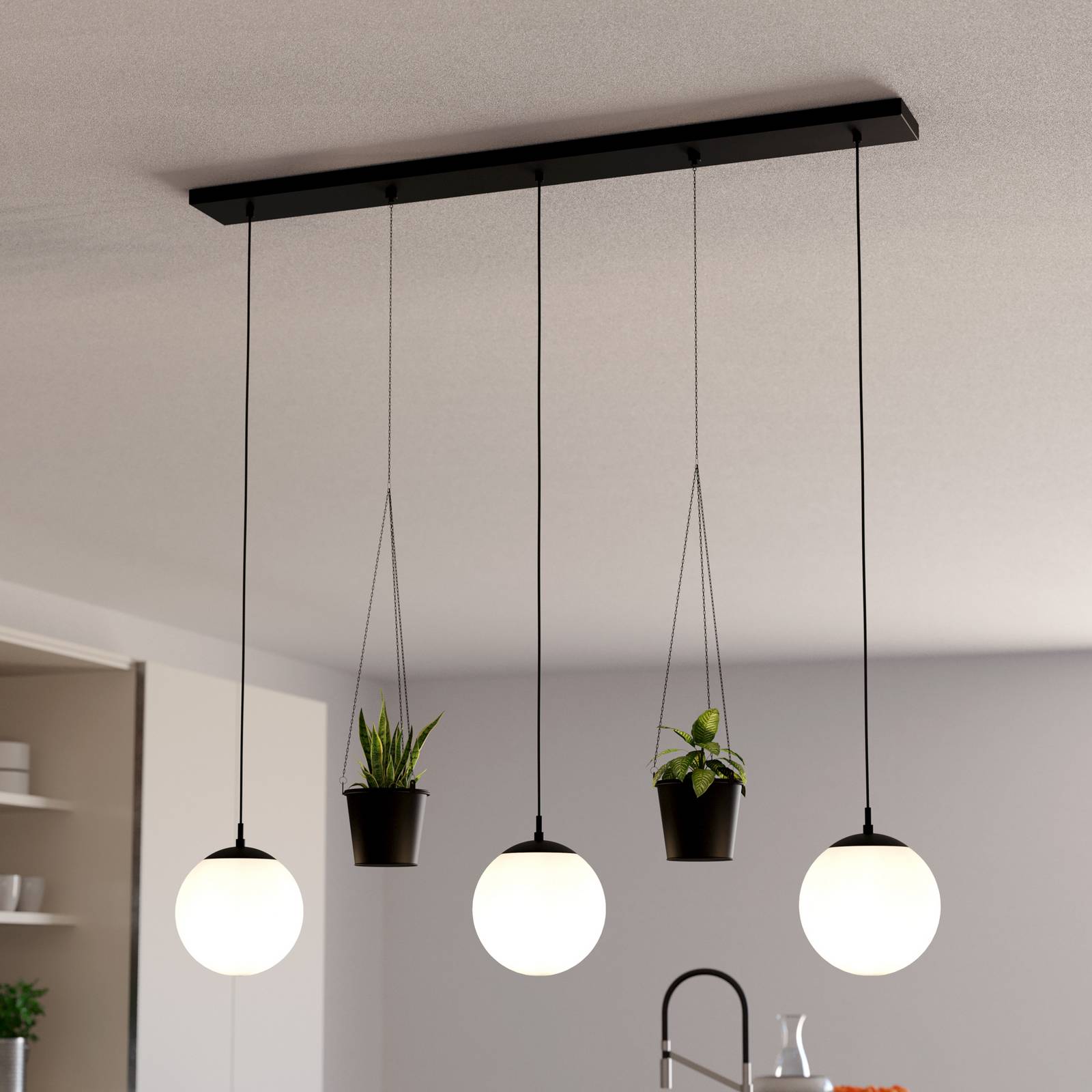 EGLO Hanglamp Rondo 3 bloempot 3-lamps zwart