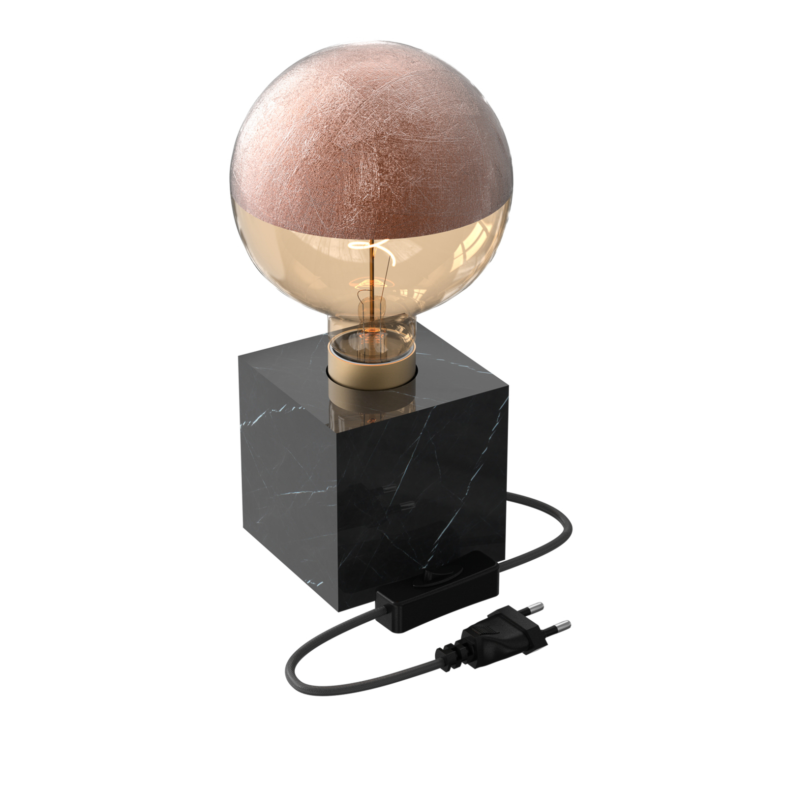 Calex Square Marble lámpara de mesa, negro