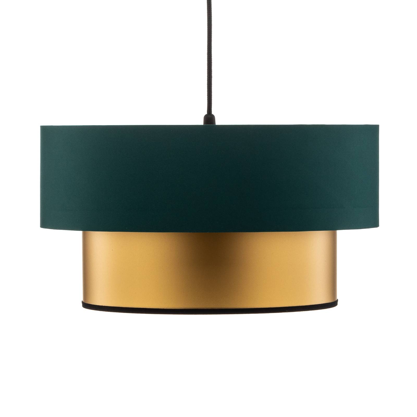 Lampa wisząca Dorina, zielona/złota Ø 40cm