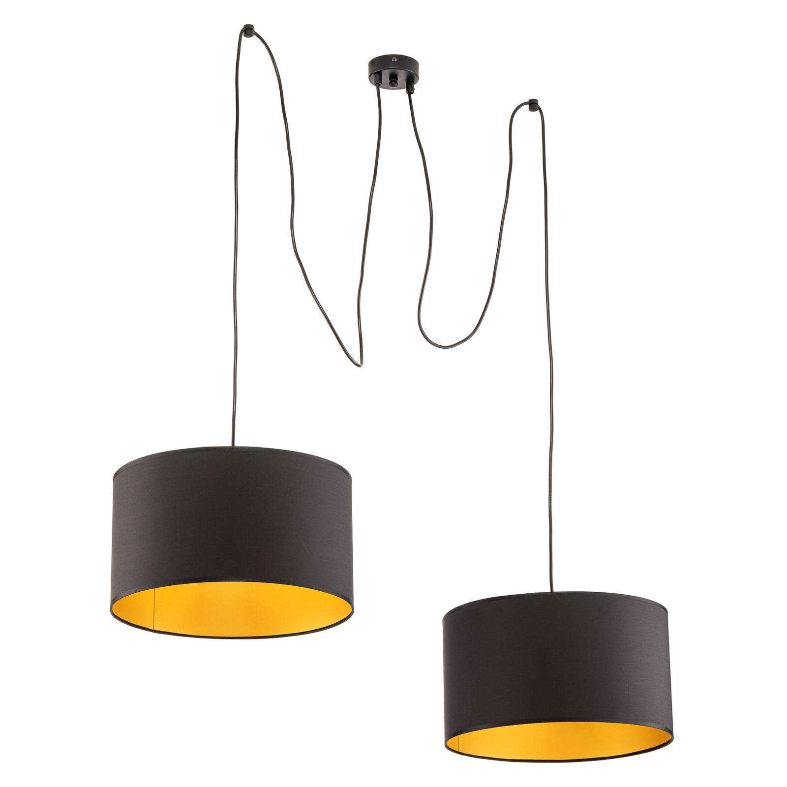Roto 2 hanging light black, lampshade inside gold Lights.co.uk