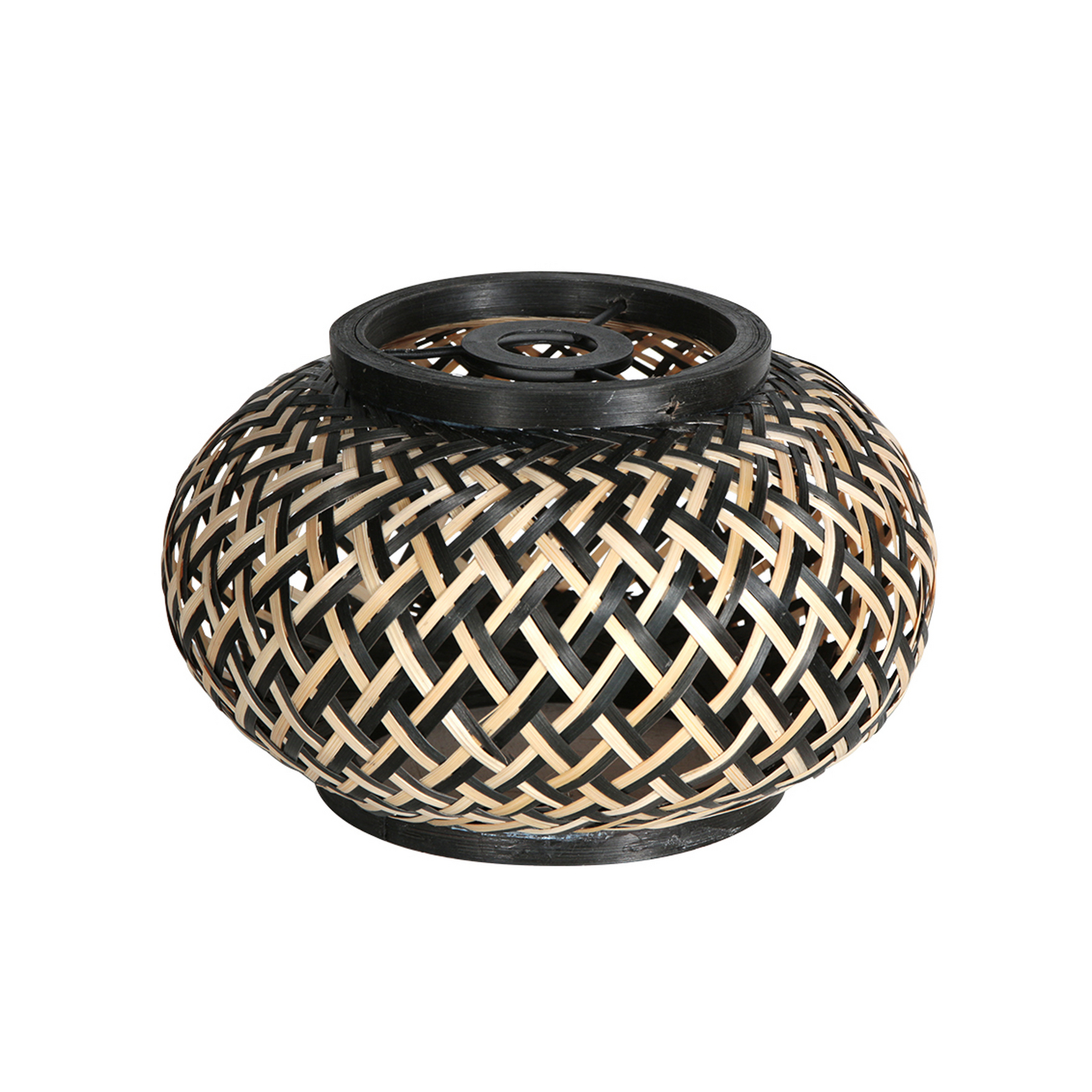 Galda lampa „Bloeba“, melna, bambusa pīts, Ø 22,5 cm