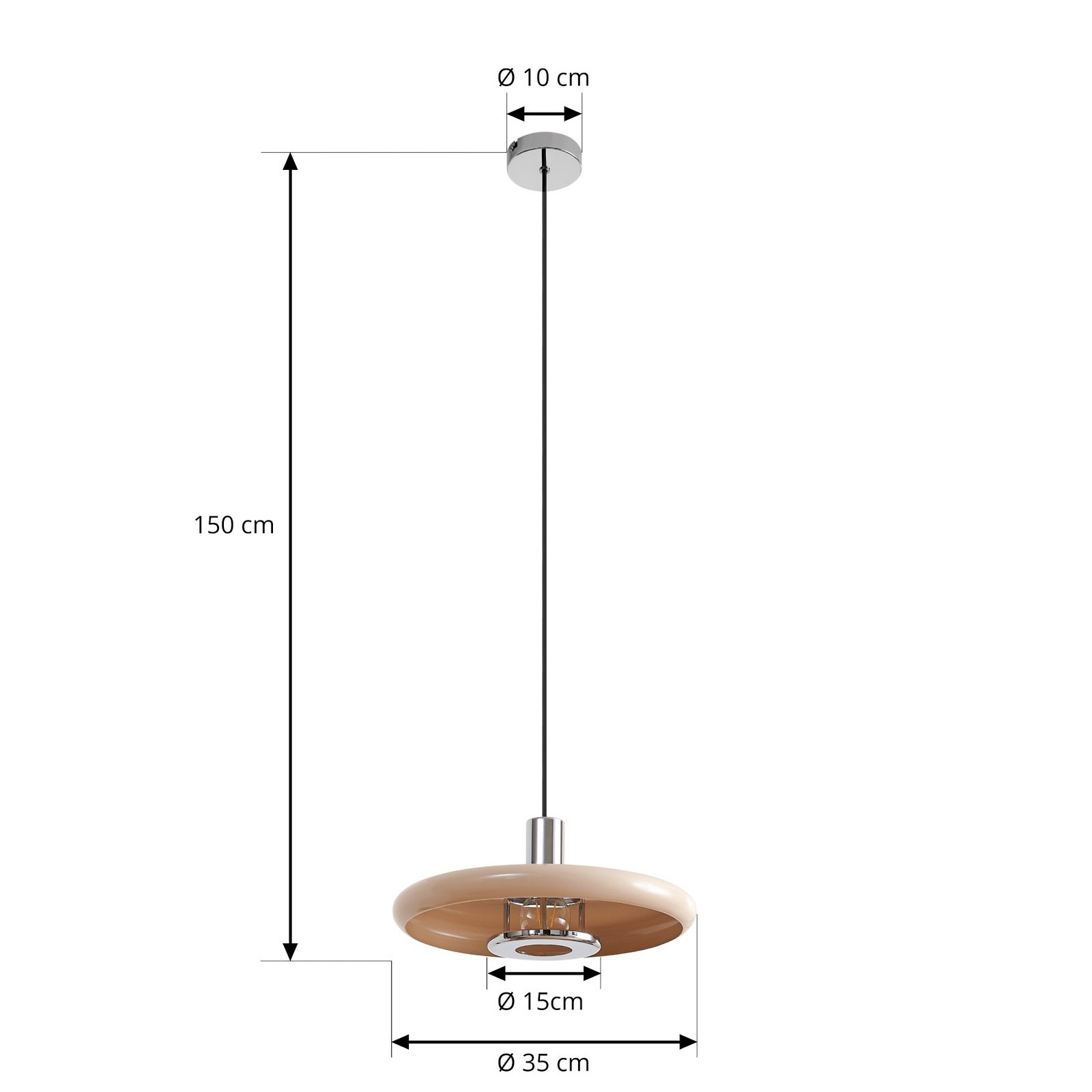 Branford hængelampe, retro, Ø 35 cm, beige, metal - Lindby