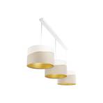 Hanglamp Susan, 3-lamps, wit/beige/goud