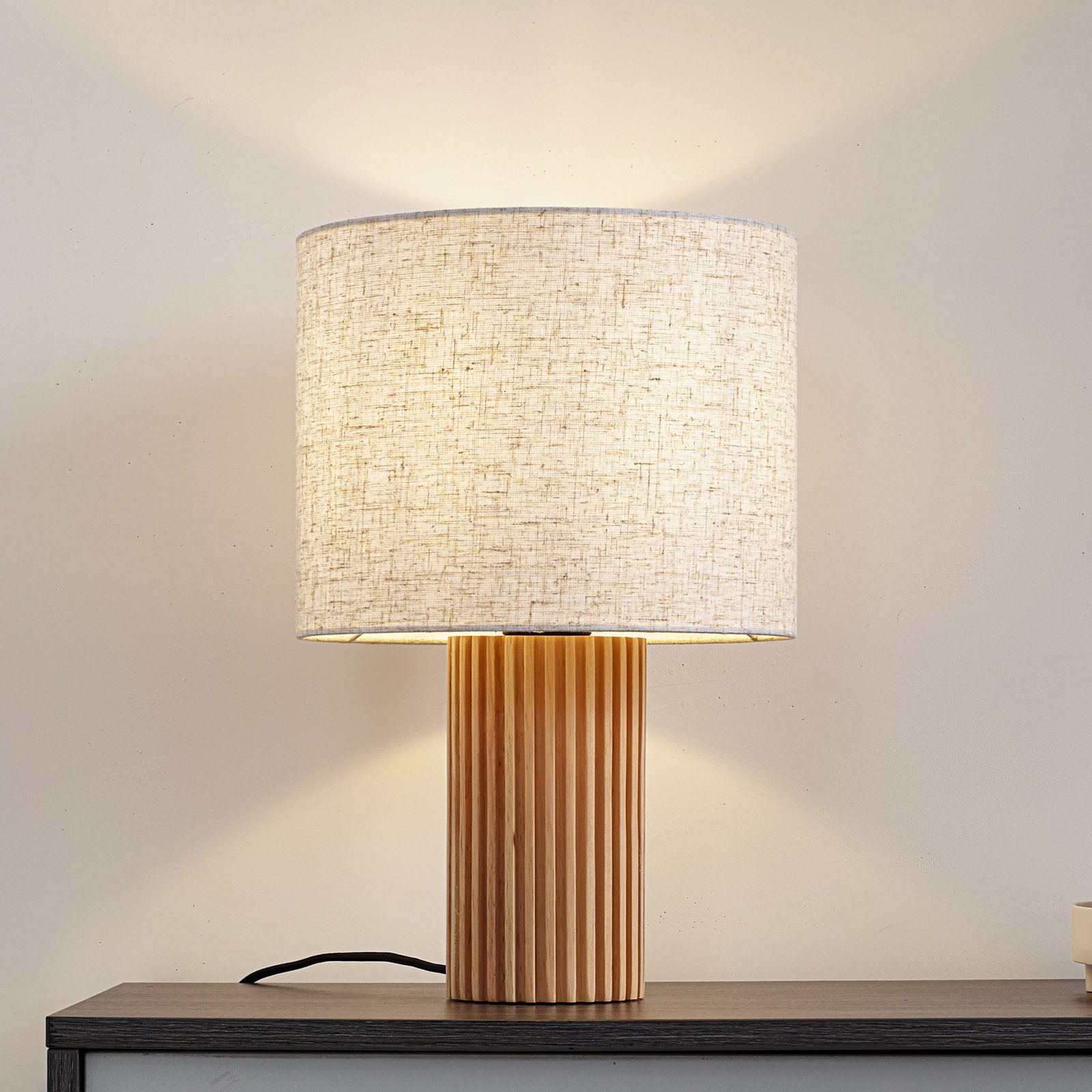 Kimiko stolová lampa výška 38 cm textil drevo - Lindby