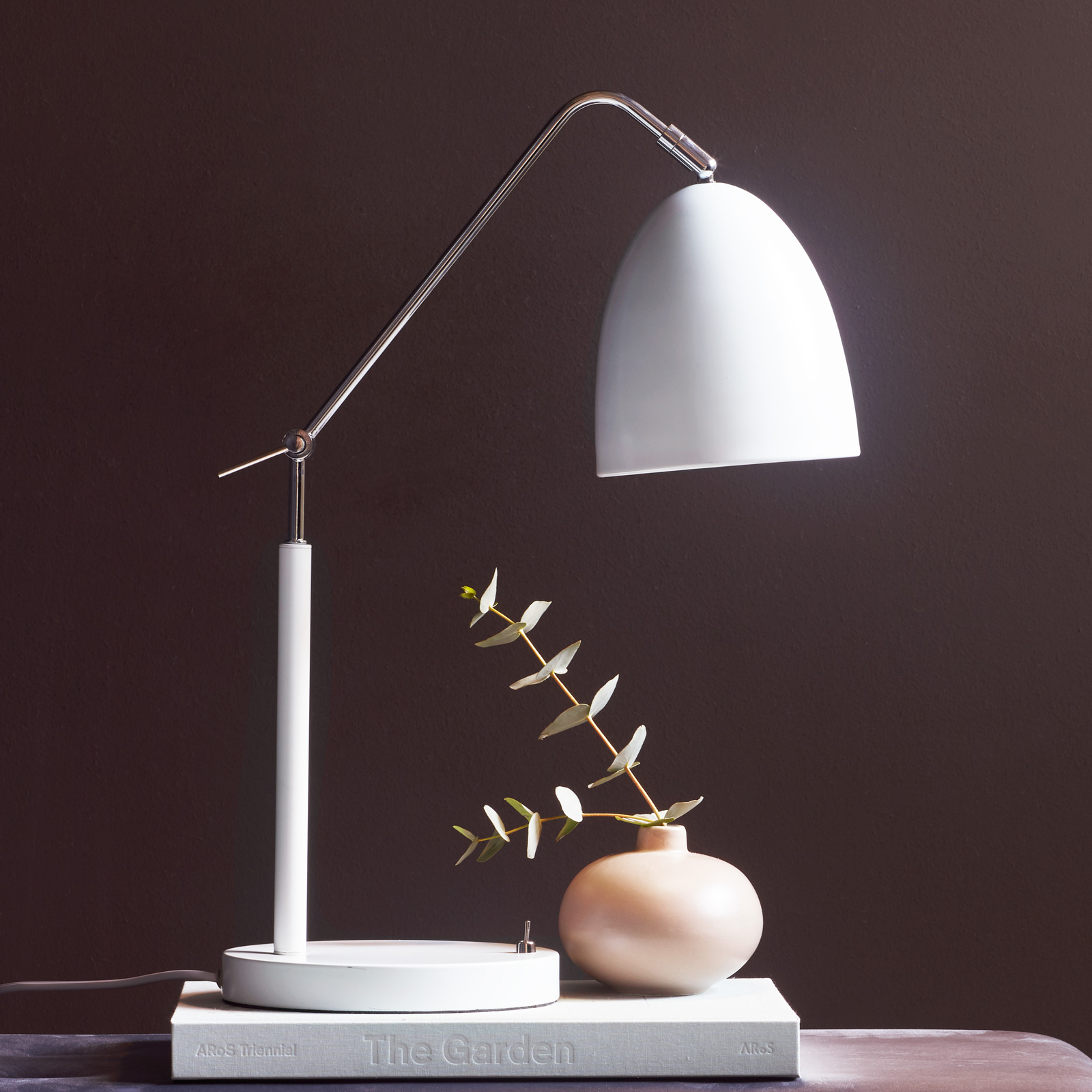 Nordlux Alexander table lamp with joints, white, for Workroom / Office, metal, E27, 15 W, energy efficiency: A++, H: 54 cm