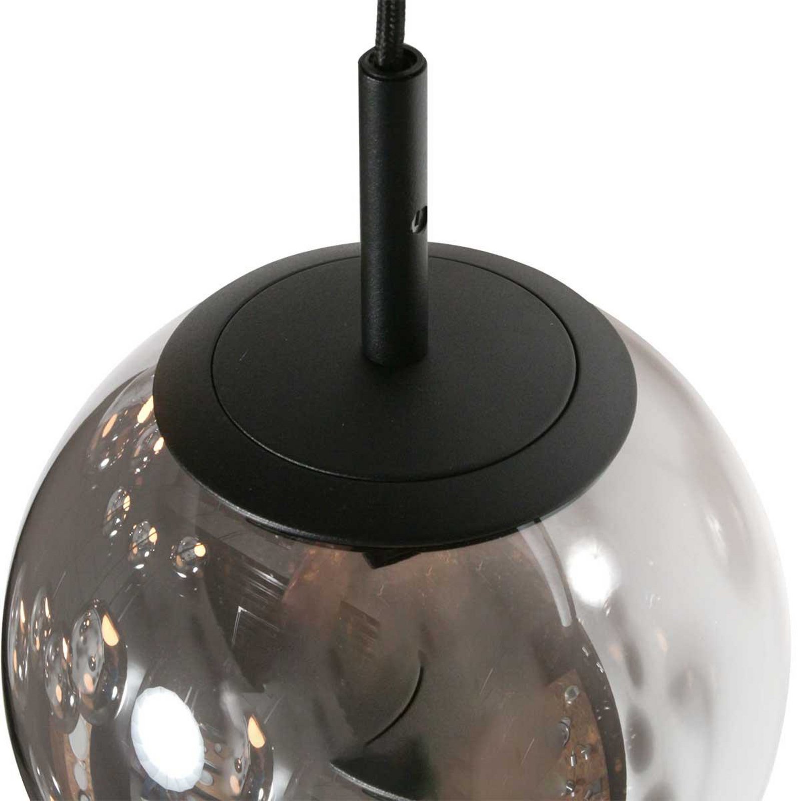 LED pendant light Bollique, 12-bulb. Round, black, glass