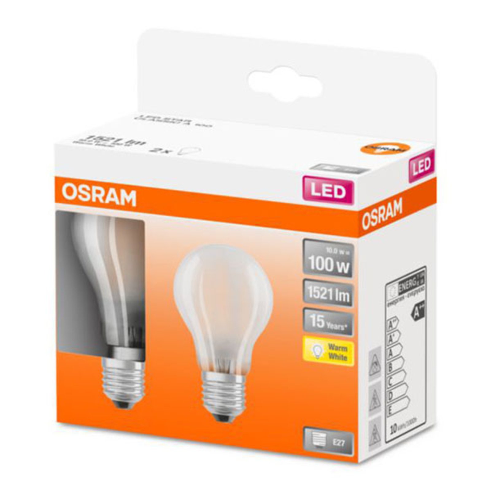 OSRAM Classic A LED lamp E27 11W 2.700K mat per 2