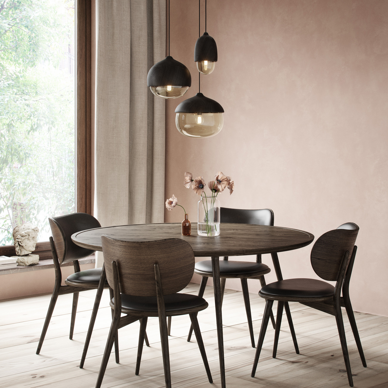 Terho Taklampa Large Black/Smoked Transparent - Mater