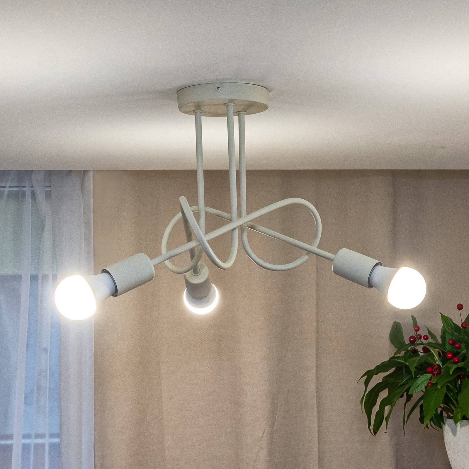 Lampa sufitowa Oxford, piaskowy, Ø 44 cm, metal, 3-punktowa, E27