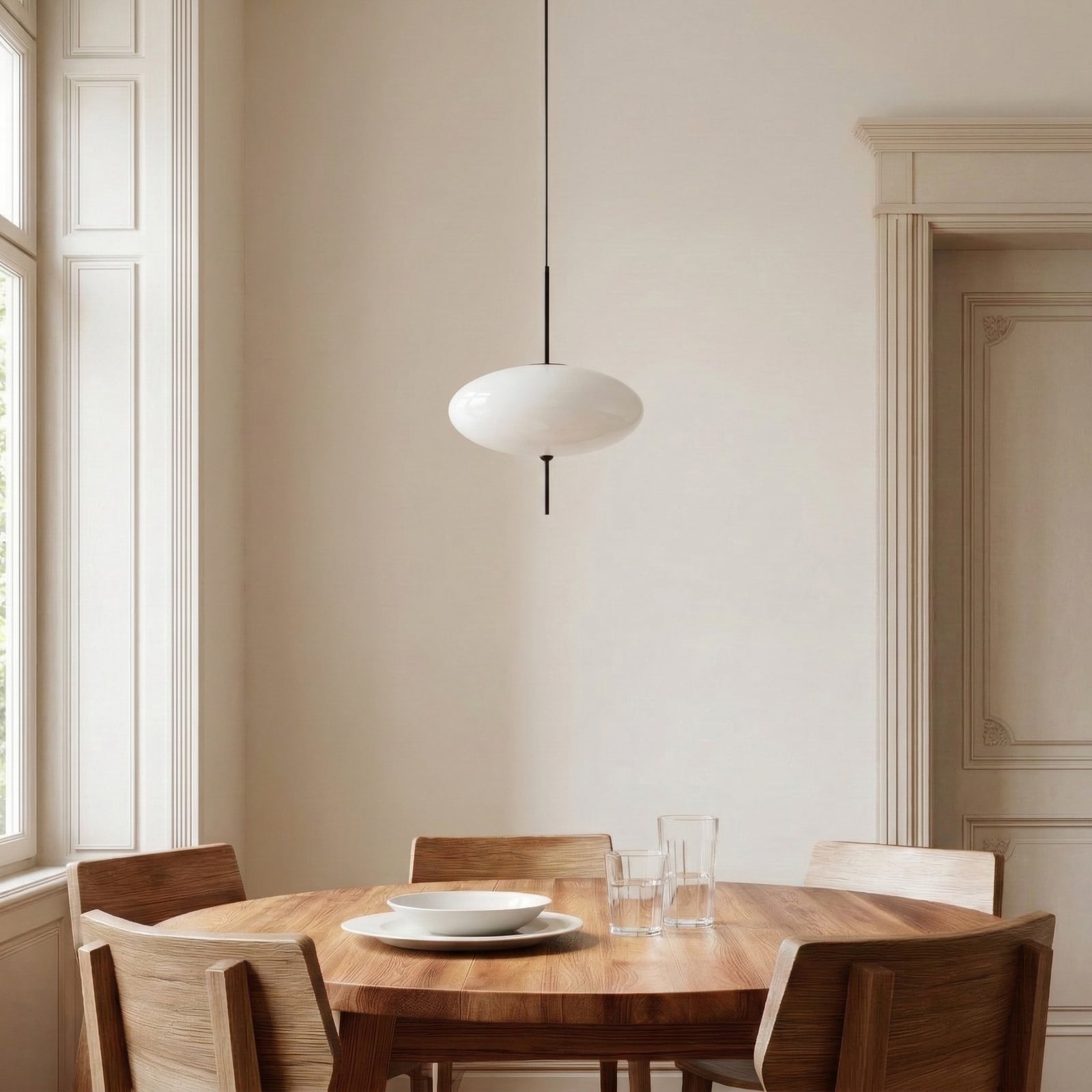 Suspension Hikari, blanche, Ø 30 cm, E14, verre - Lindby