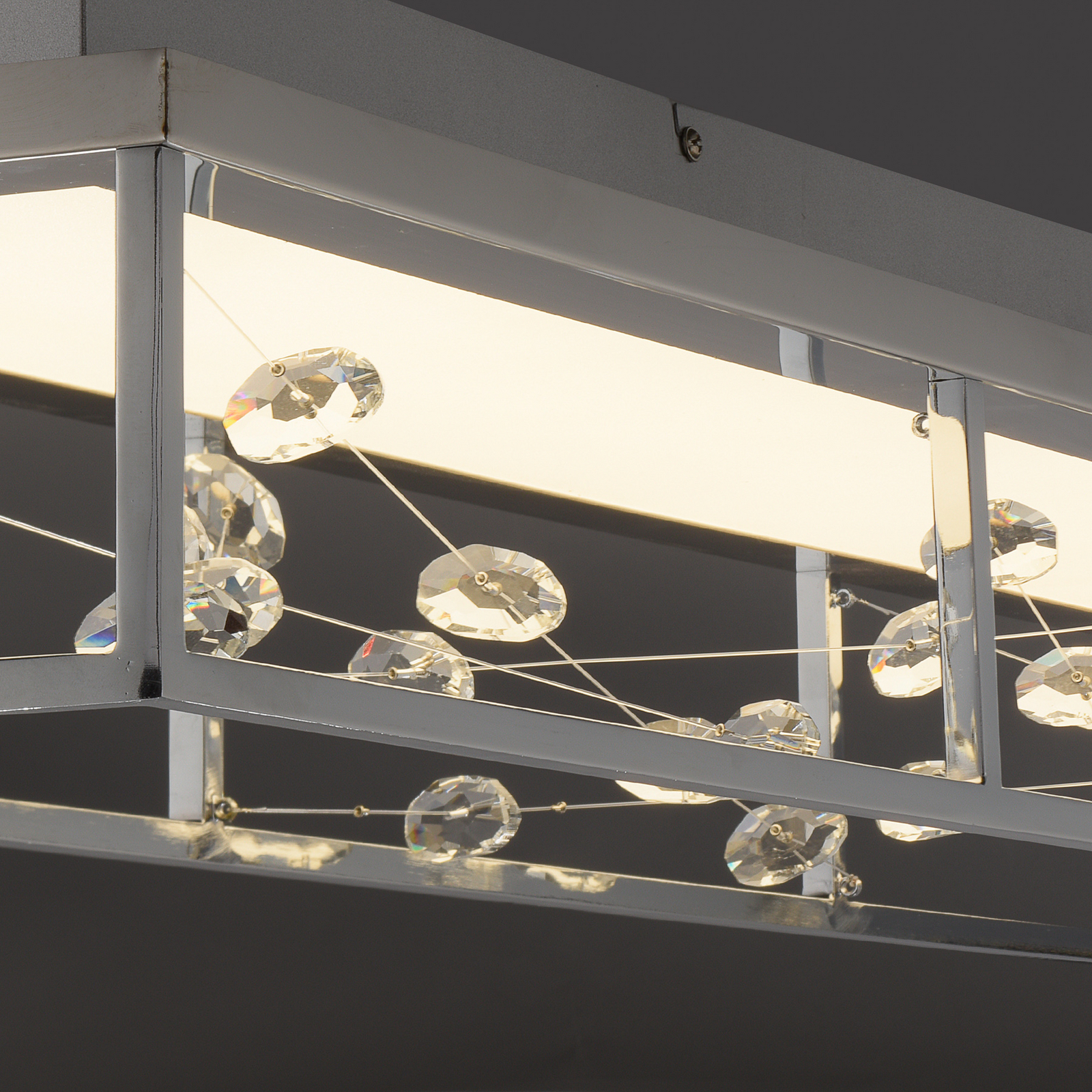 LED lubų šviestuvas „SKINA“, chromas, 112 cm, CCT, reguliuojamas nuotolinio
