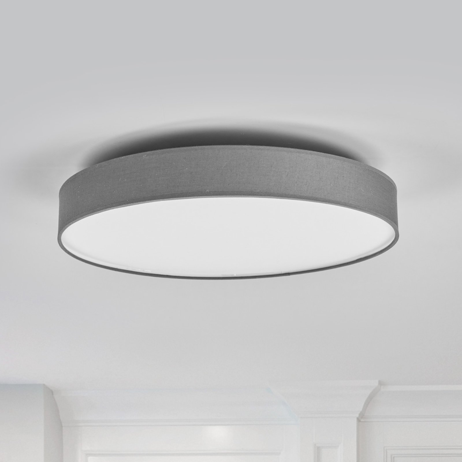 Lámpara de techo LED de tela Saira, 50 cm, gris