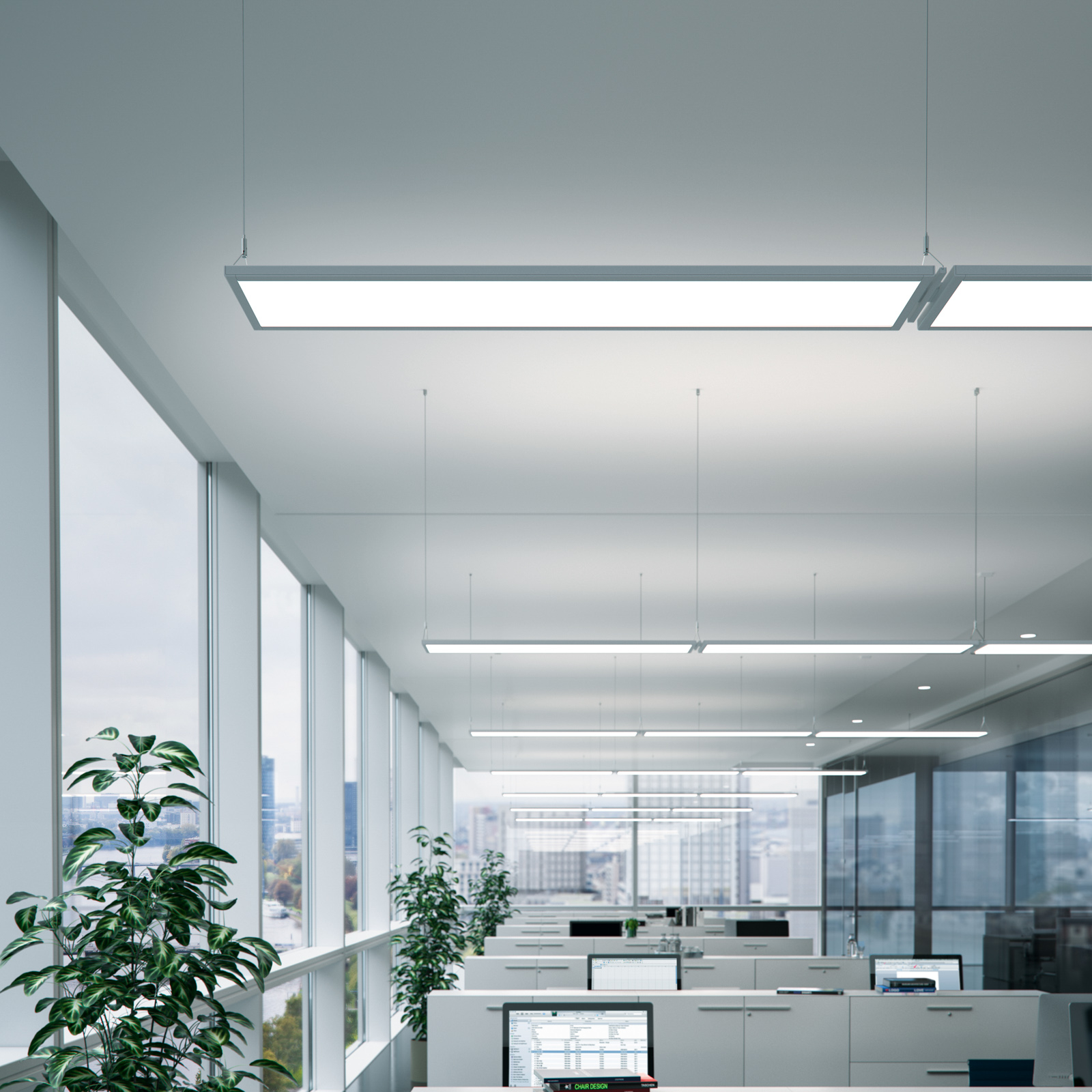 Lámpara colgante LED IDOO para oficinas 49W blanco