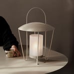 ferm LIVING lantern Abri, beige, stainless steel, glass, Ø 30 cm