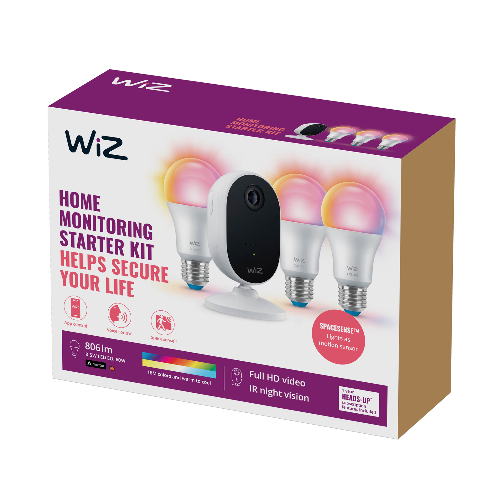 WiZ Indoor Security Kamera Starter Kit mit 3 x E27