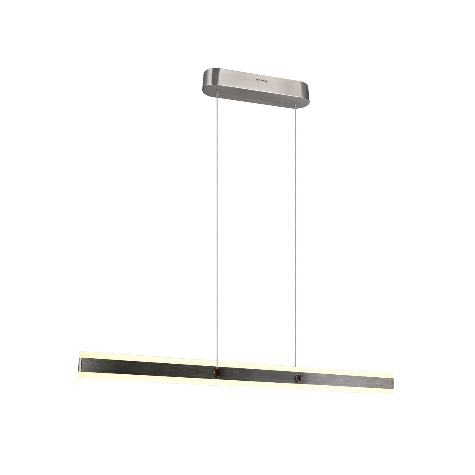 LED pakabinama lempa Arcola, nikelio spalvos, ilgis 115 cm CCT 2-flg. LED pakabinama lempa Arcola, nikelio spalvos, ilgis 115 cm CCT 2-flg.