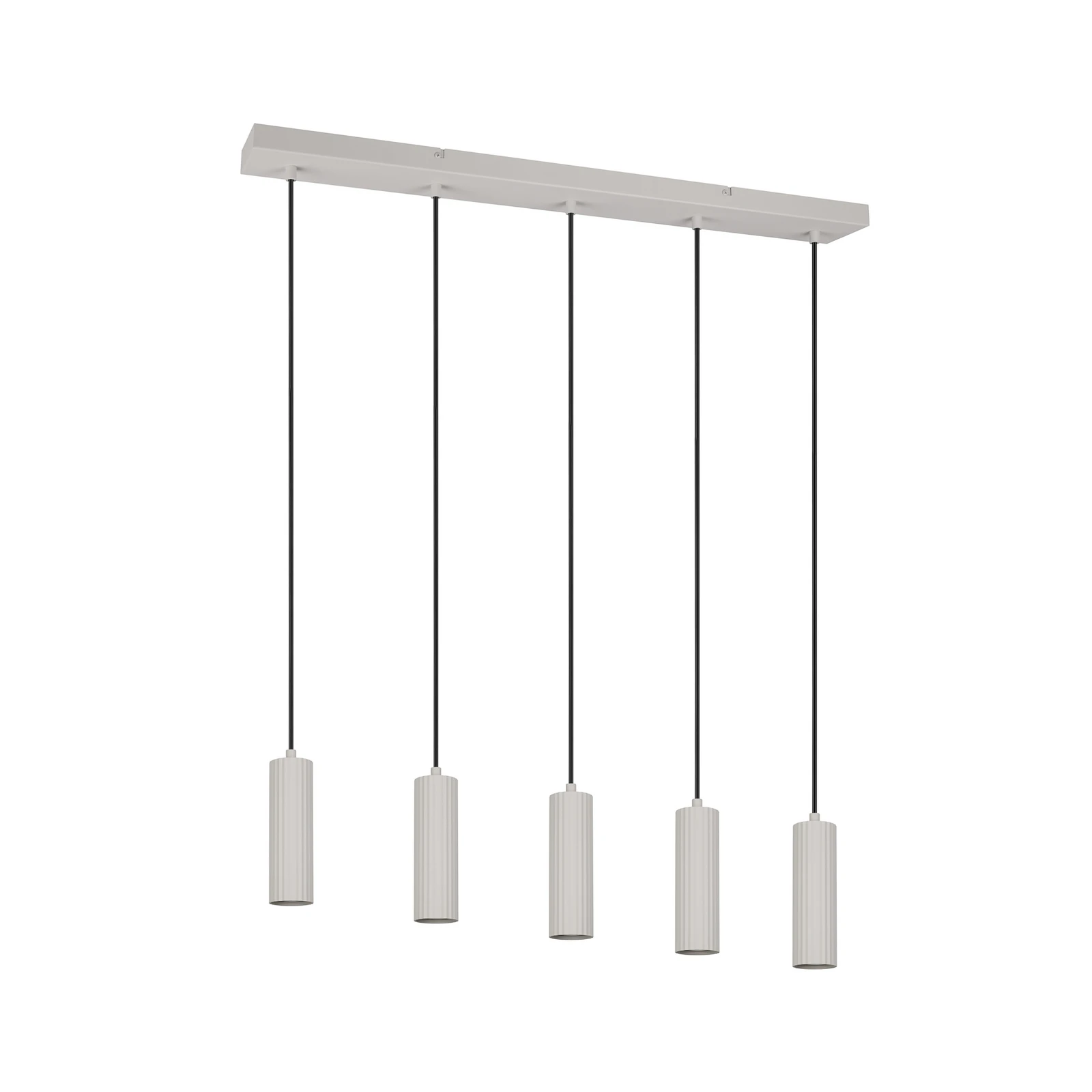 Pakabinama lempa „Soka“, šviesiai pilka, ilgis 85 cm, metalas, 5 lemputės.