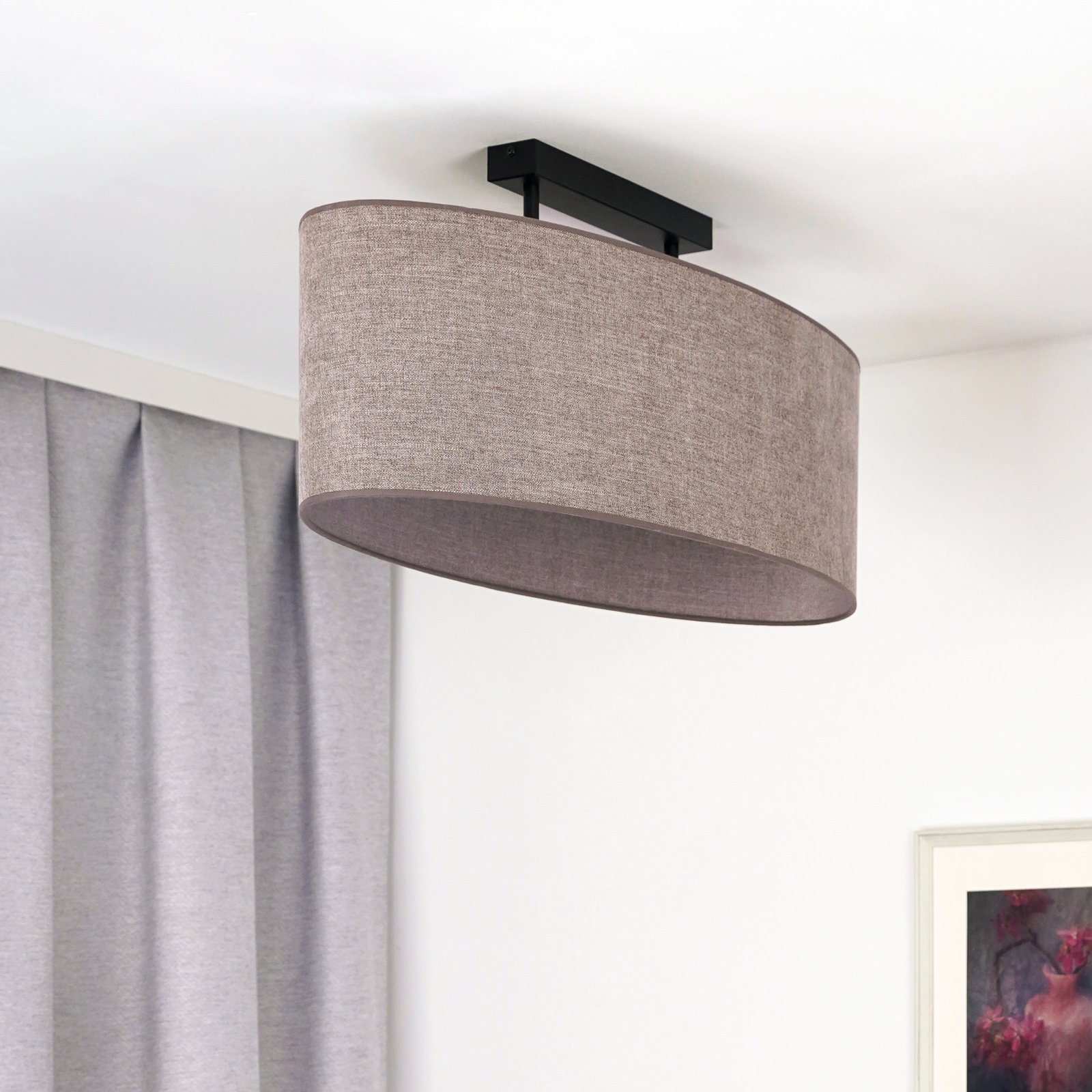 Euluna ceiling lamp Celine, cappuccino, chenille fabric, 80 cm