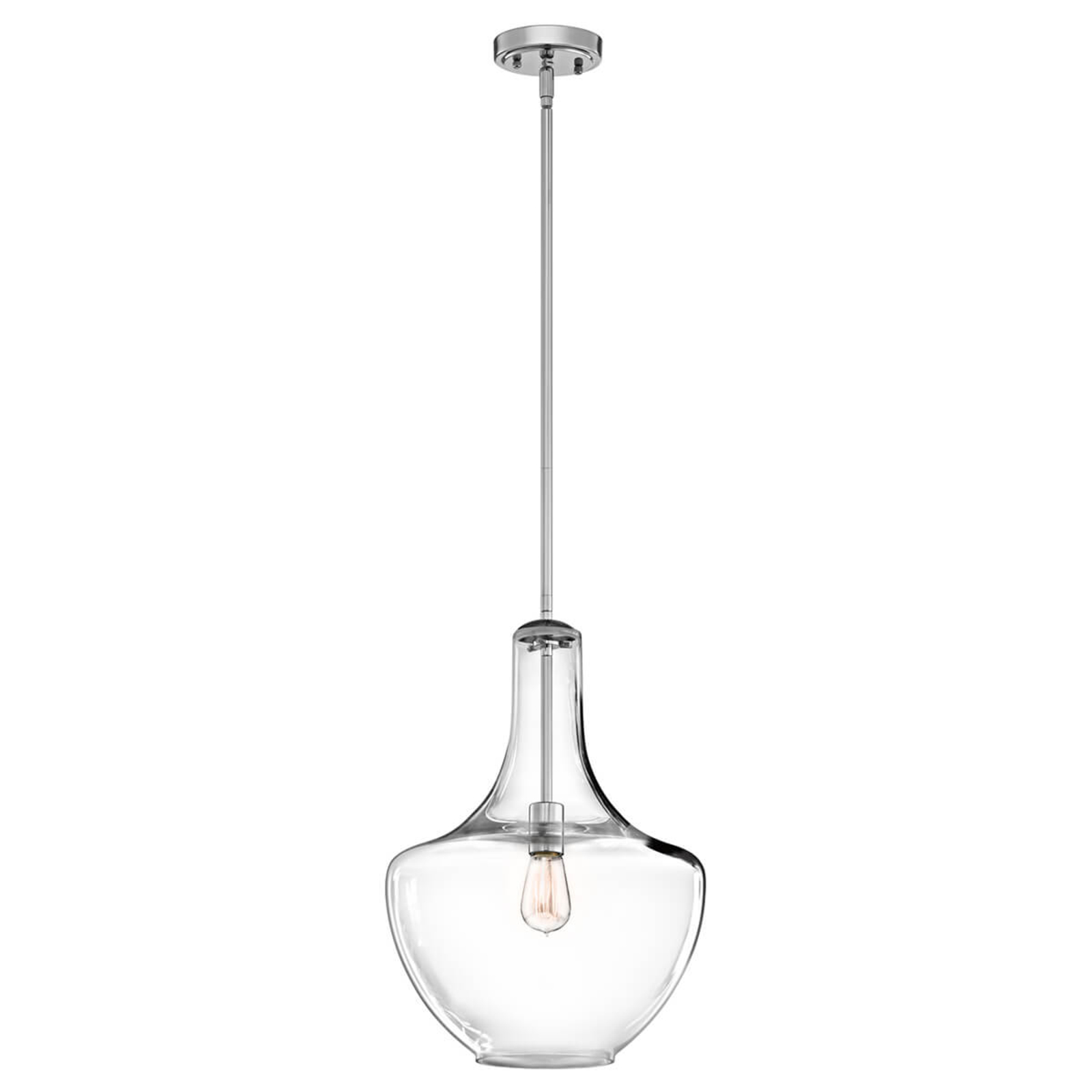 Medium glas-hanglamp Everly Fassung chroom