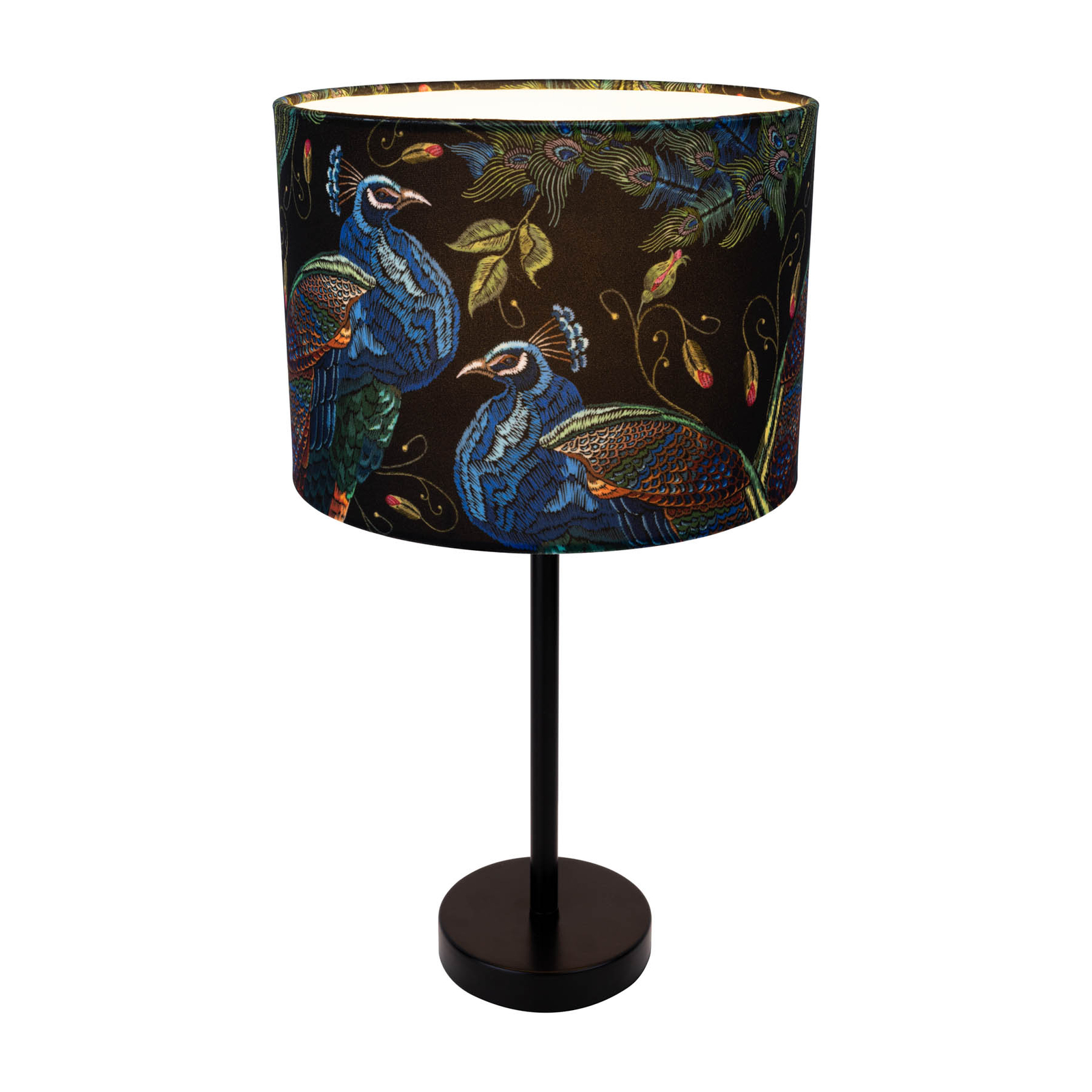 Lampe à poser Paon, Ø 25 cm, noire