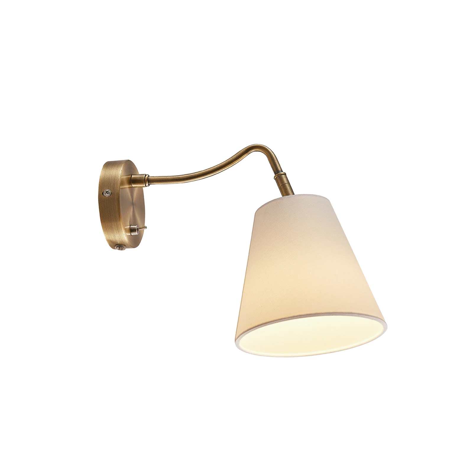 Lindby applique Ethan, bianco/ottone antico, spina, 28 cm, E14