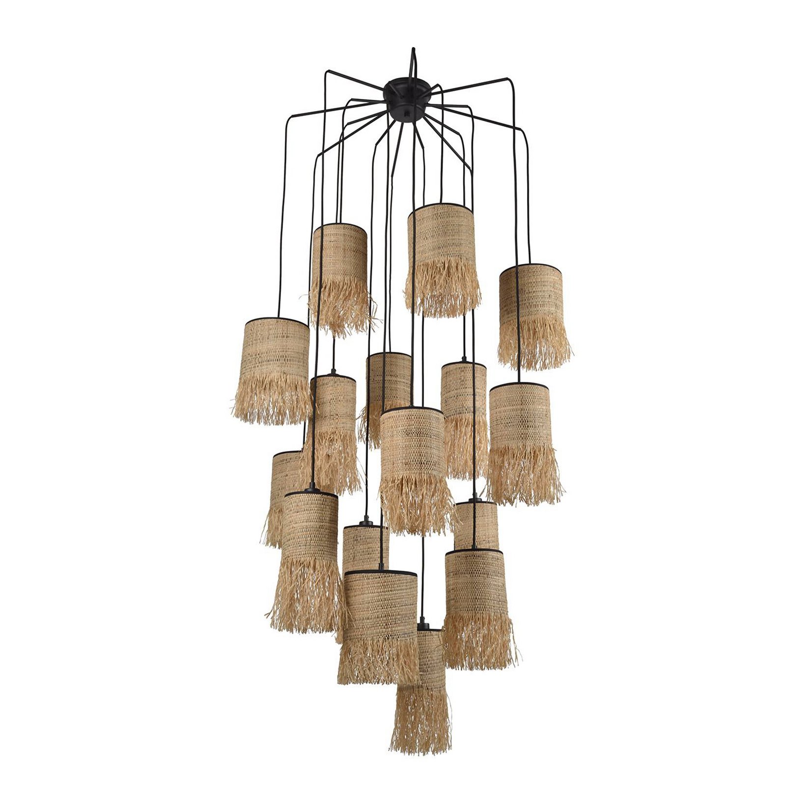 MARKET SET Formentera hanging light, Ø 70 cm, palm fibre, 16-light.