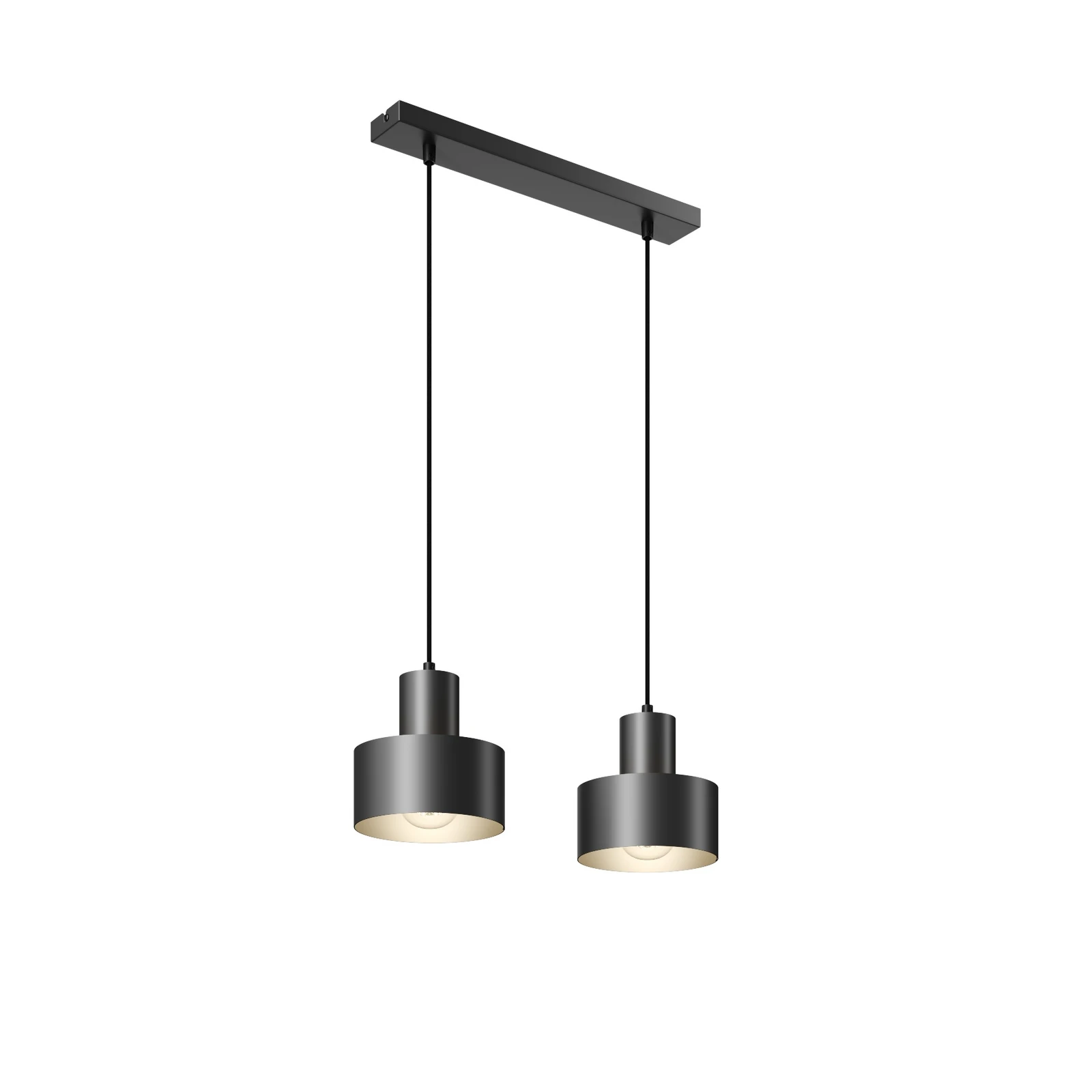 Lampada a sospensione Rif, lineare a 2 luci, nero