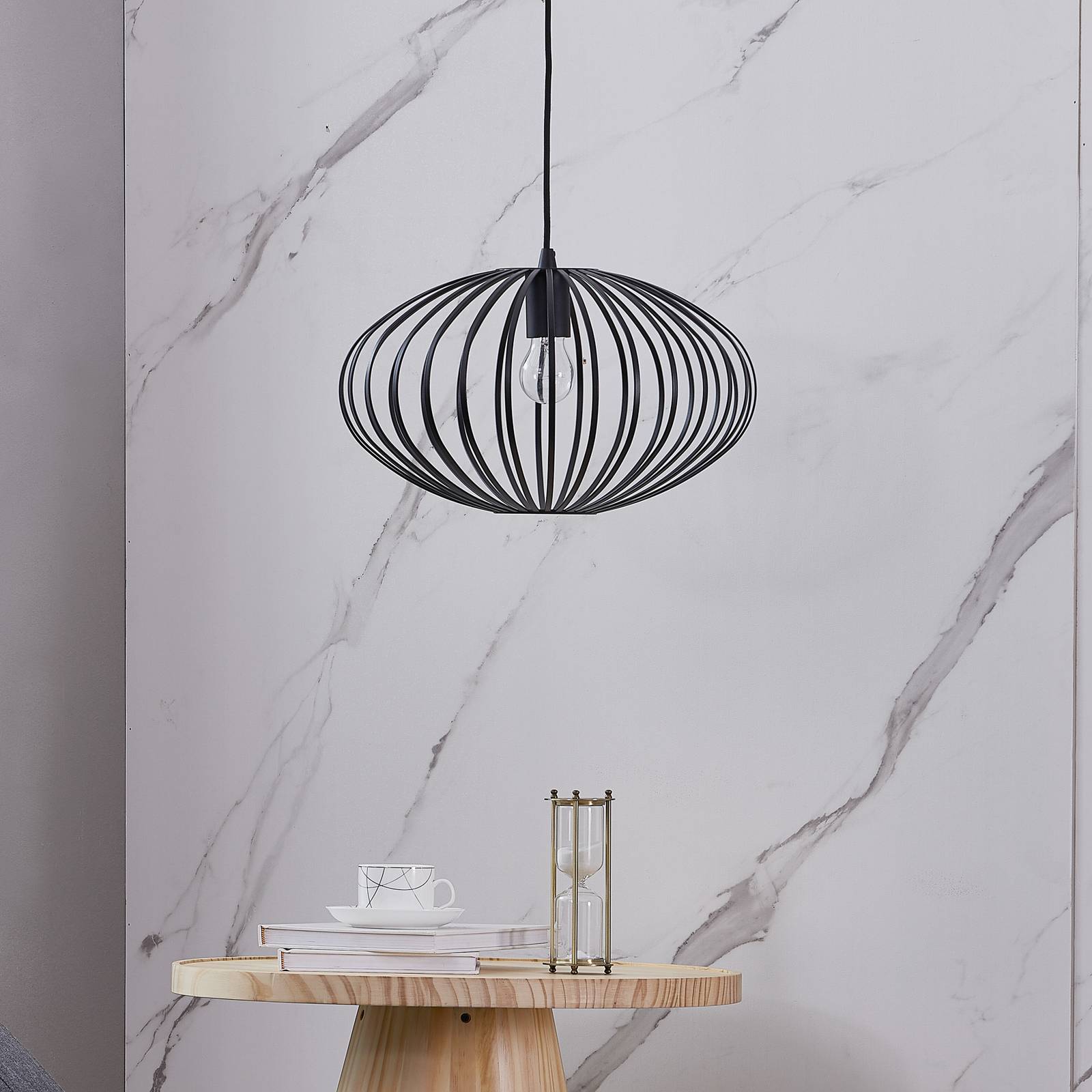 Lindby Maivi hængelampe, bur, sort 40 cm