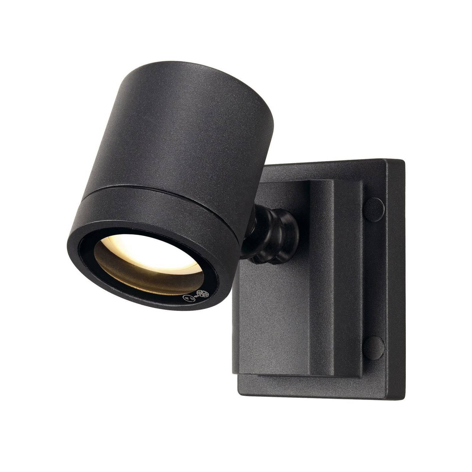 SLV Myra outdoor wall light 1-bulb, anthracite, aluminium, glass, GU10, 50 W, W: 8 cm, H: 10.5 cm