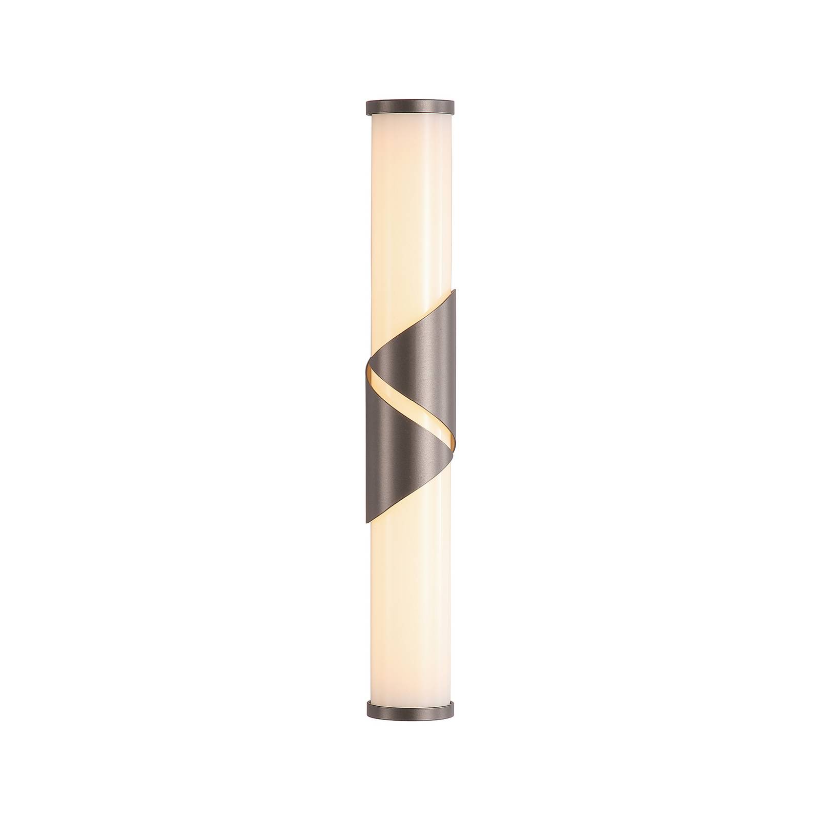 LED-Wandleuchte Wrap, IP44, bronze, Metall, Glas, 3.000 K