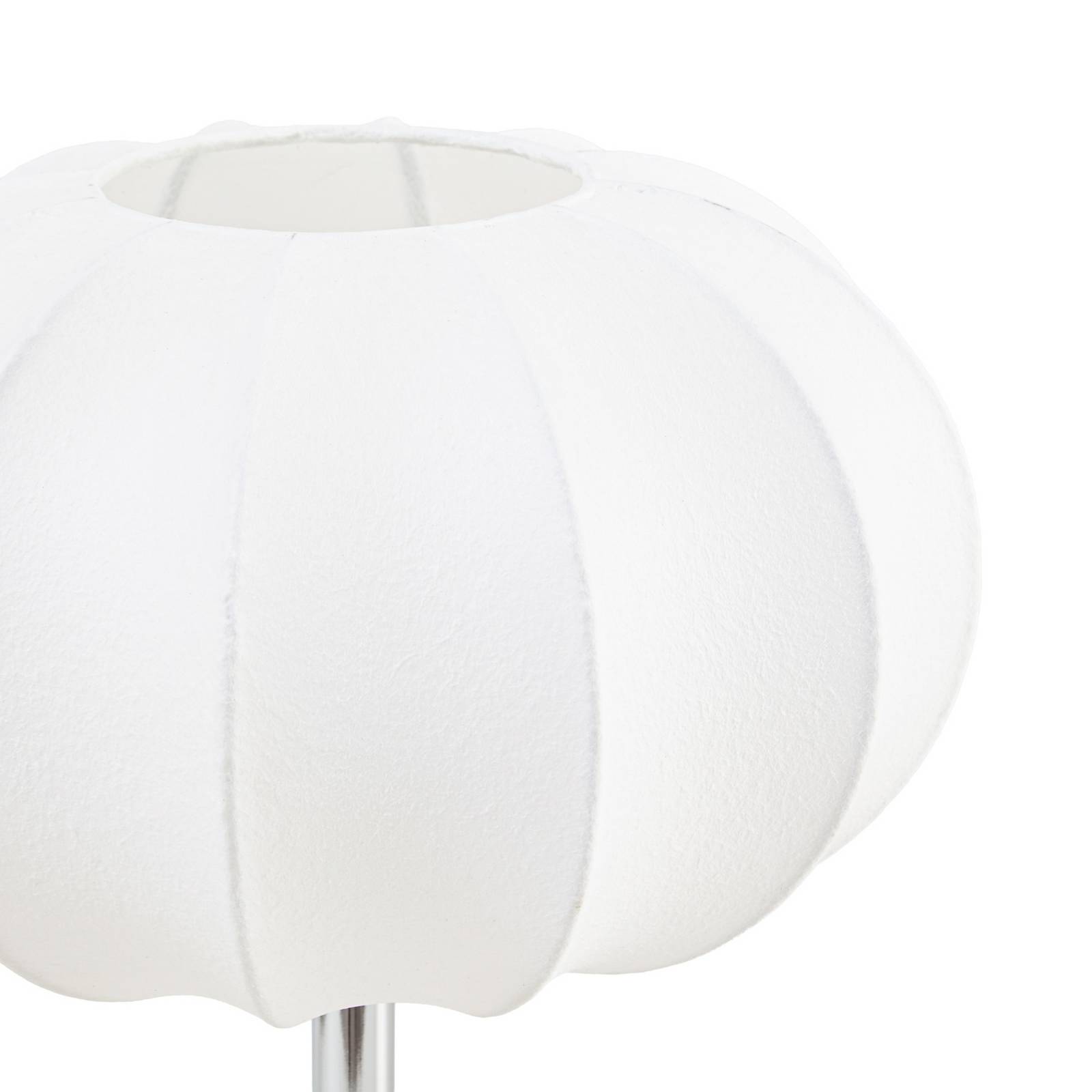 Lampa stołowa Nola Elovie, kolor naturalny/chrom, tkanina/trawertyn, 35 cm