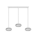 Lampada LED a sospensione Tarsia, bianco opaco, lunghezza 91 cm, vetro, a 3