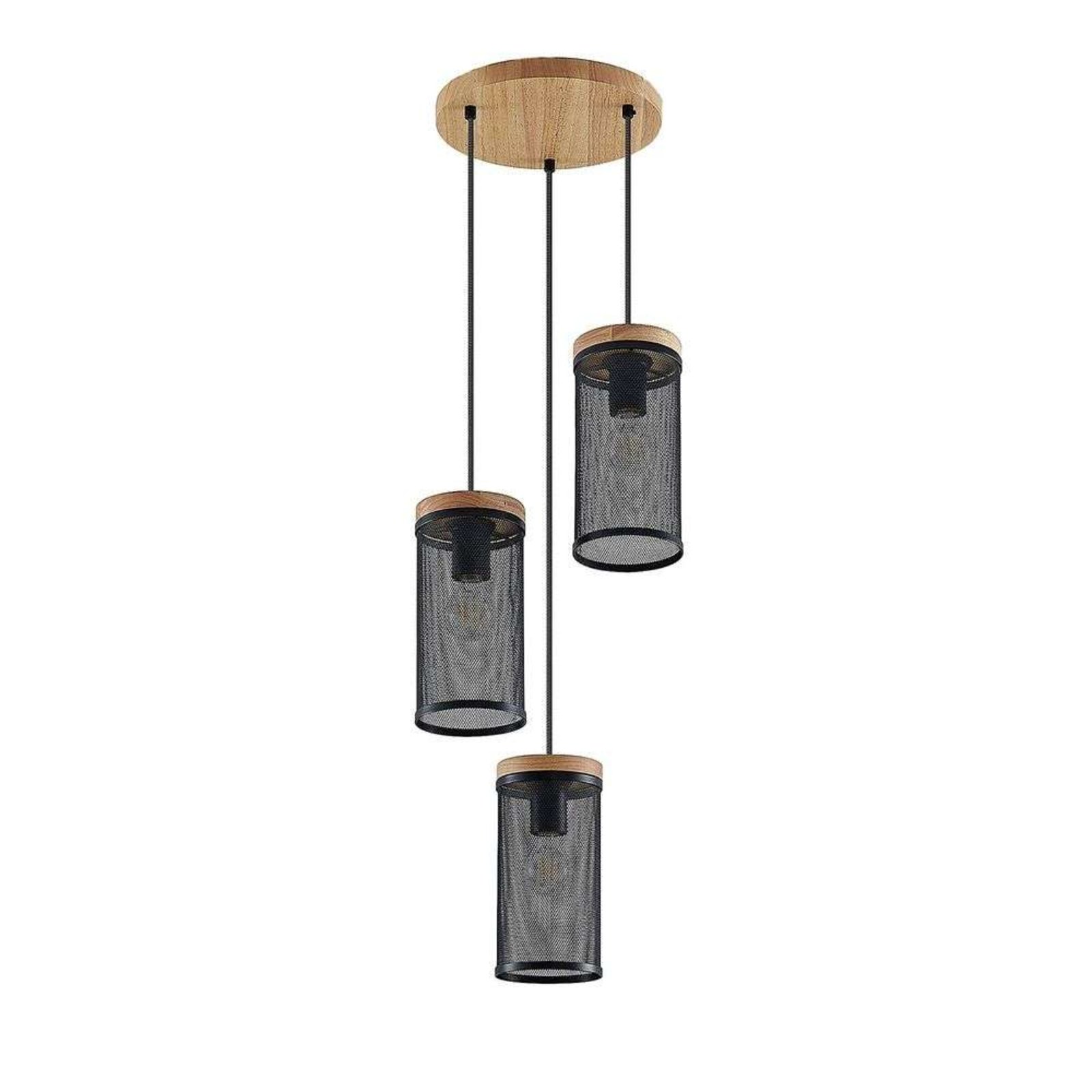 Kiriya Cluster Lustră Pendul Black/Wood - Lindby