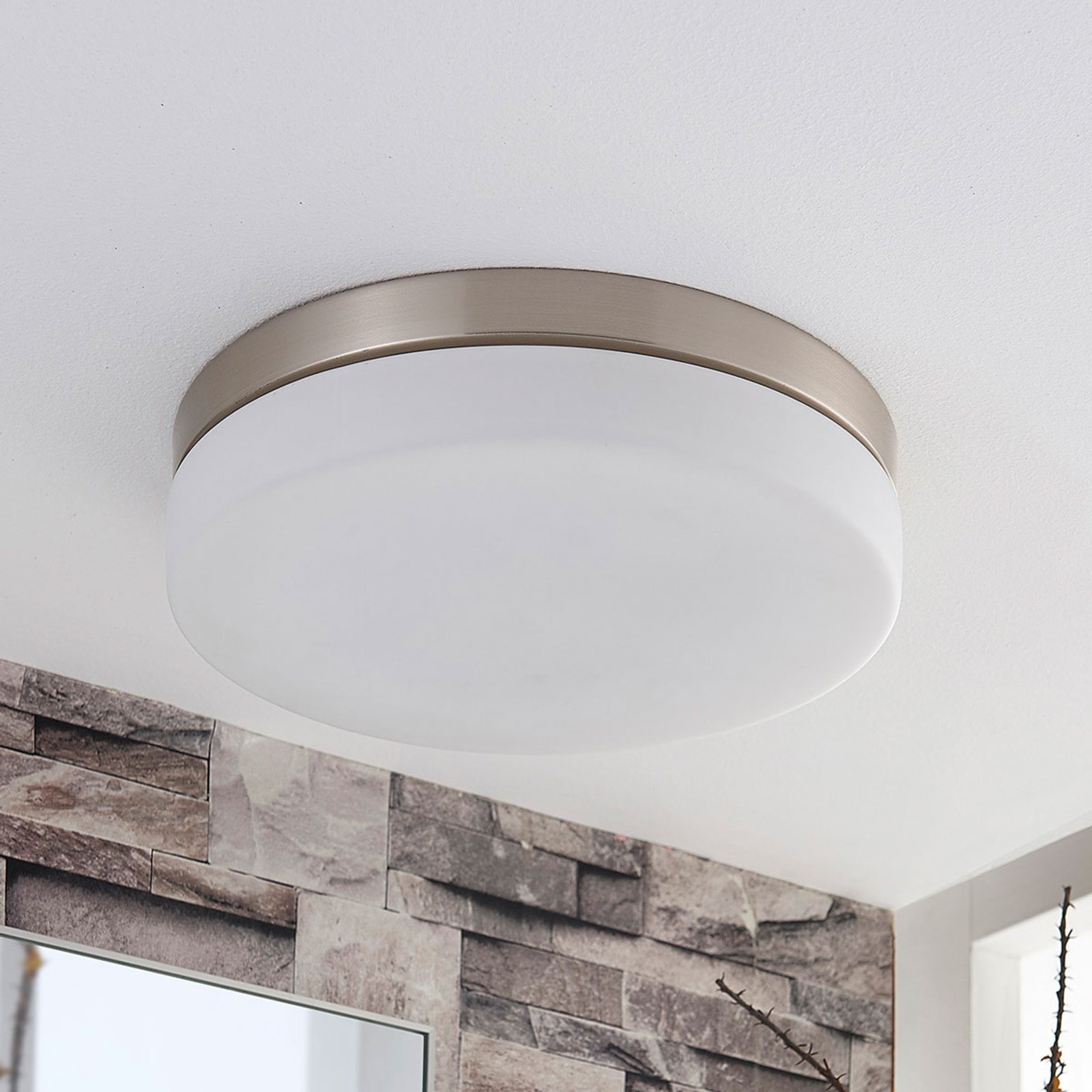 Amilia Candeeiro de Tecto Ø30 Opal/Nickel - Lindby