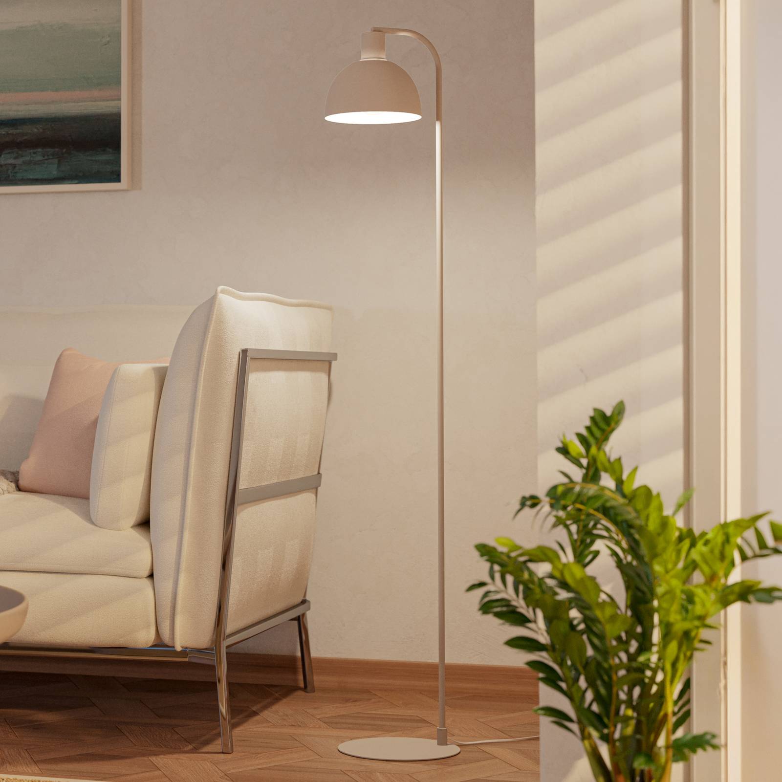 Lampa stojąca Cazalilla, kolor piaskowo-beżowy, metal, E27, wysokość 149 cm